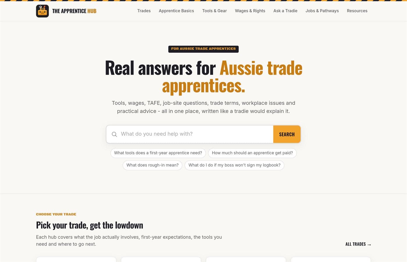 The Apprentice Hub website homepage