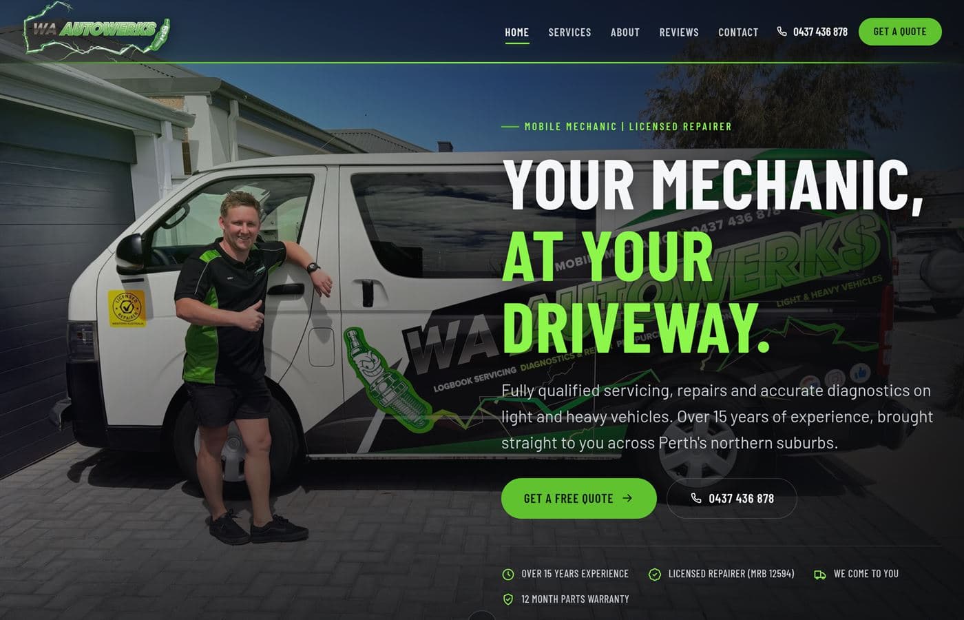 WA Autowerks website homepage